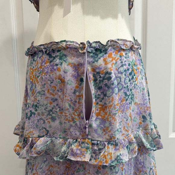 NWT Astr The Label Lilac Floral Cutout Chiffon Maxi Wedding Guest Dress Size XL - Picture 12 of 14